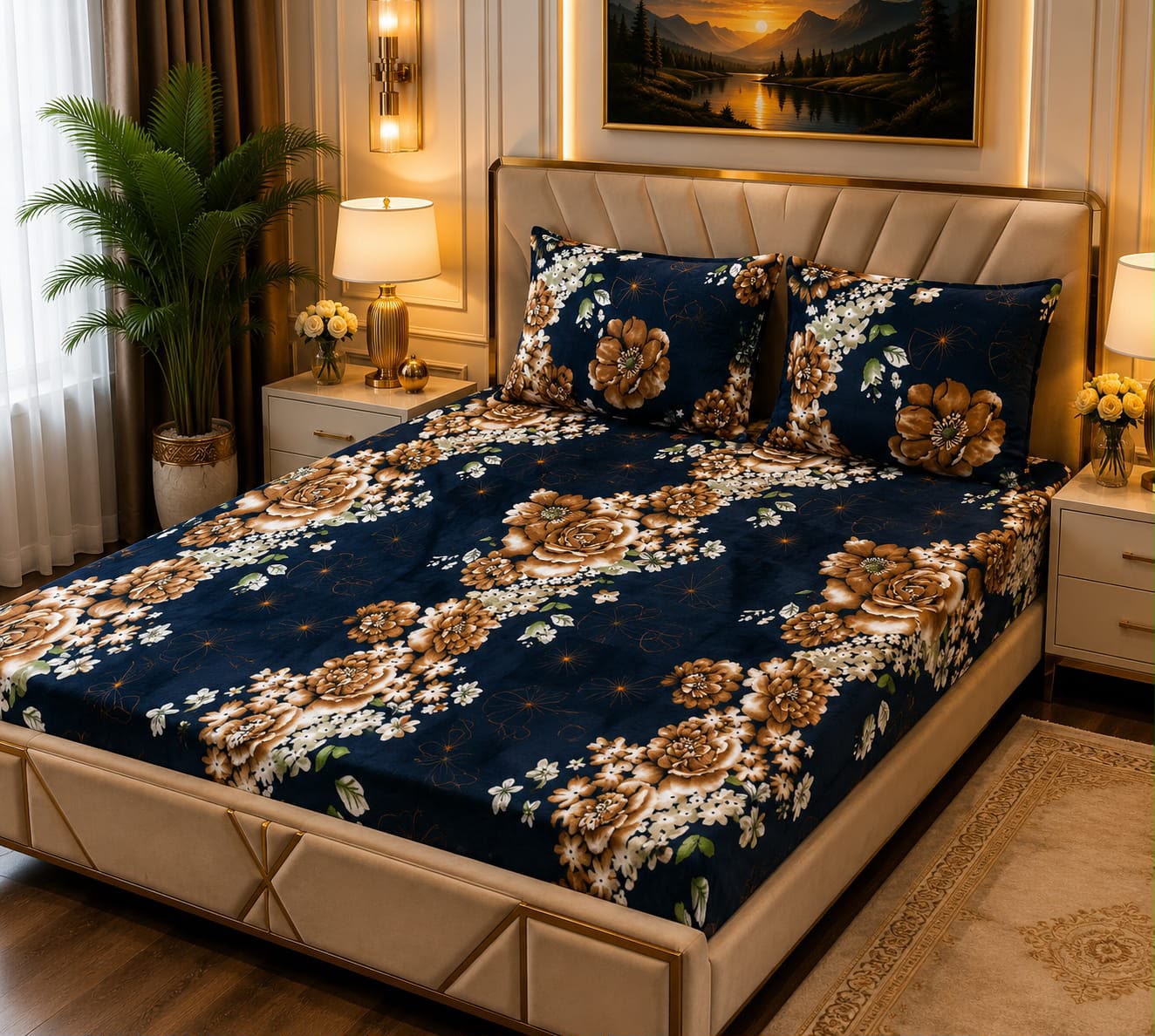 🛏️ 3 Pcs Fleece Bedsheet Set – Ultra Soft &amp; Warm 019
