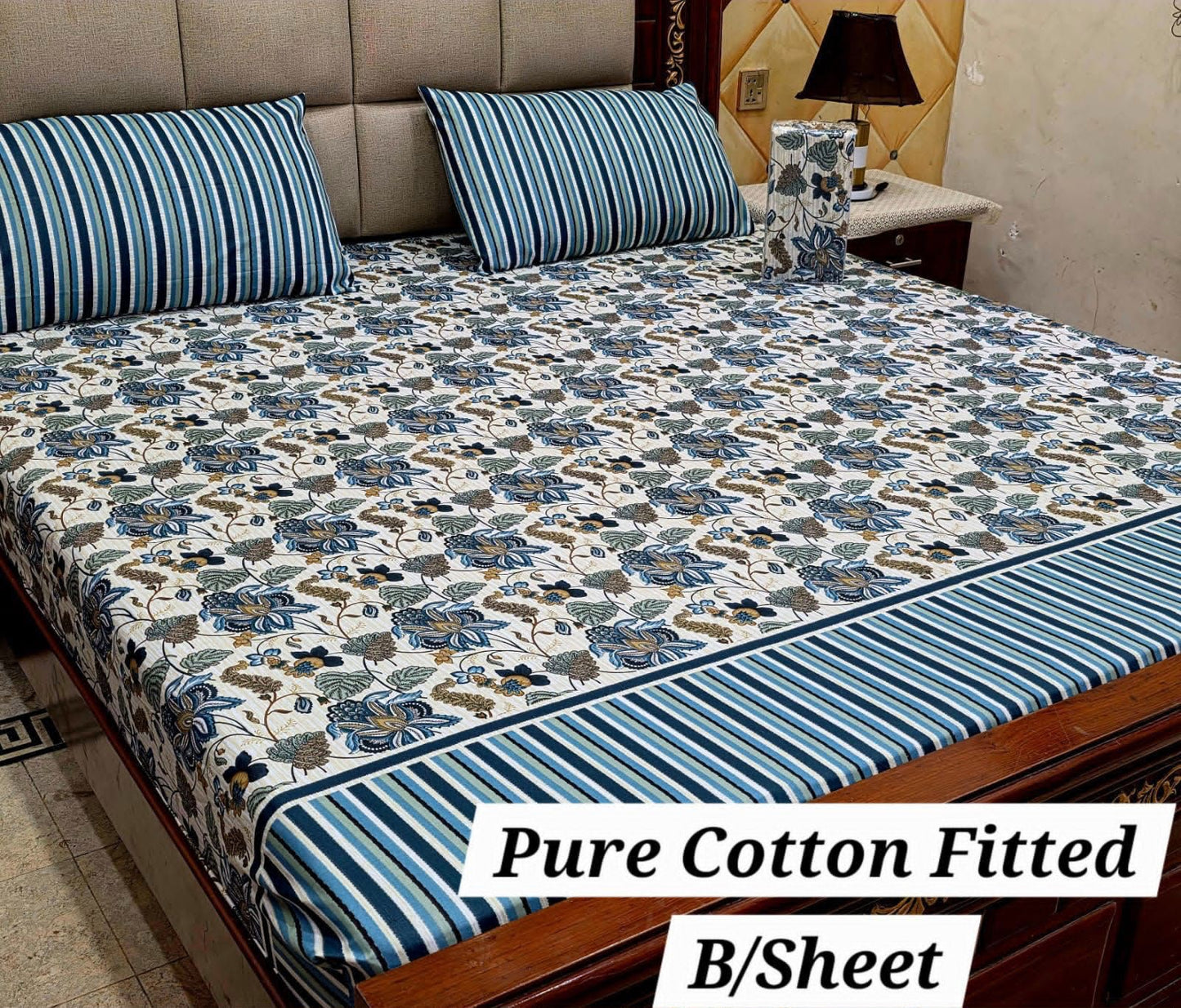 Elegant Pure Cotton Fitted Sheets 3 Pcs Set 052