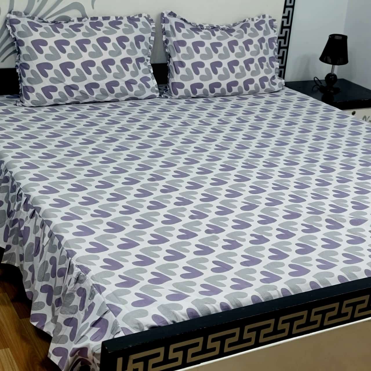 ROYAL Pure Cotton King Size FRILL BED SHEETS 048