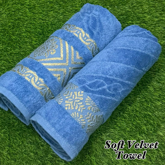 2Pcs Soft Velvet Bathroom Towel Pair – Ultra Absorbent & Premium Quality