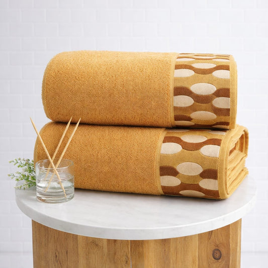 Soft Cotton  Bathroom Towel  – Ultra Absorbent With Border Design )