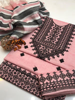 3 Pcs Khaddi Khadar Suit with Jacquard Velvet Shawl