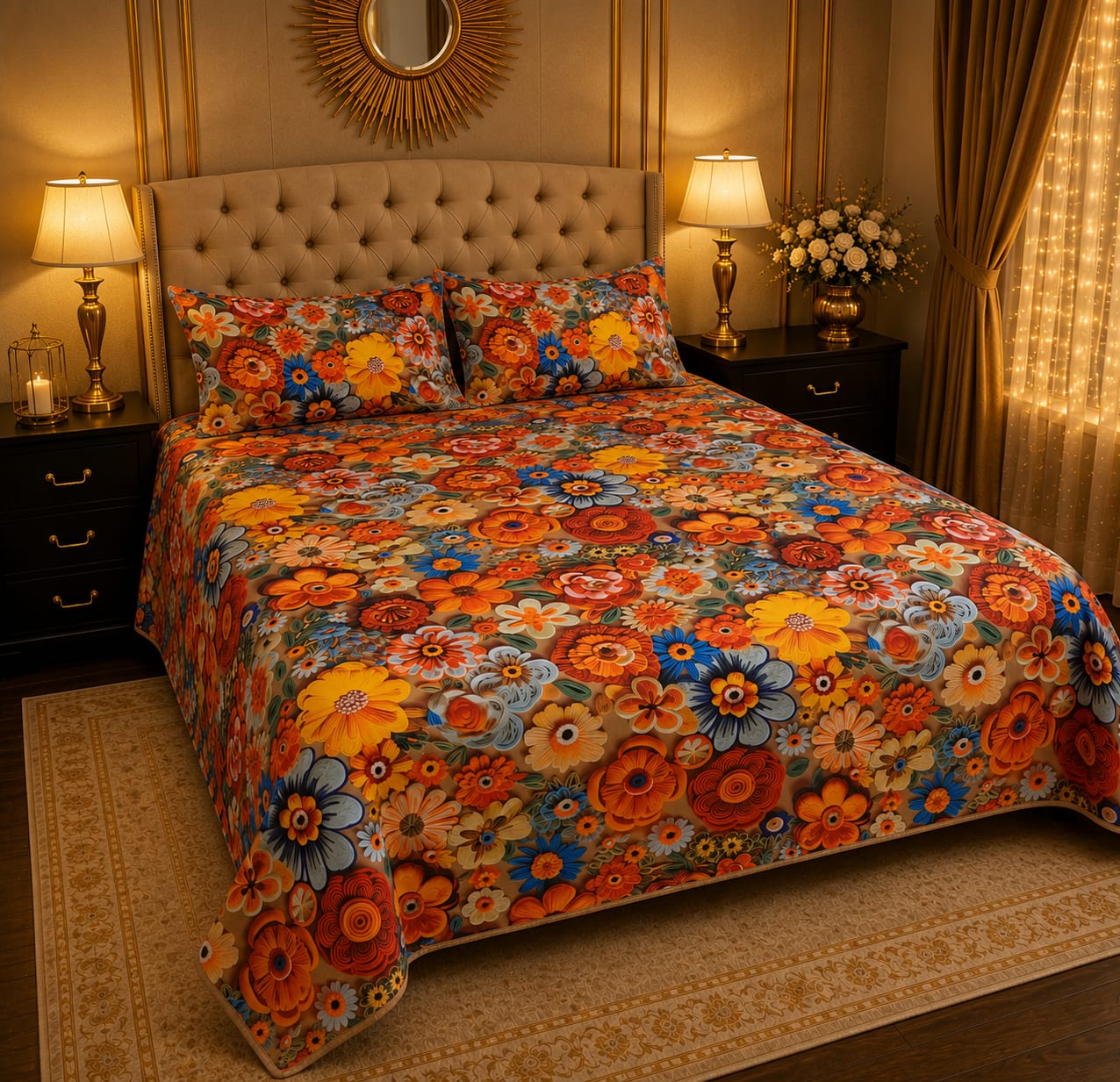 Premium 3 Pcs 7D Printed Bedsheet Set | Soft, Stylish & Durable Bedding