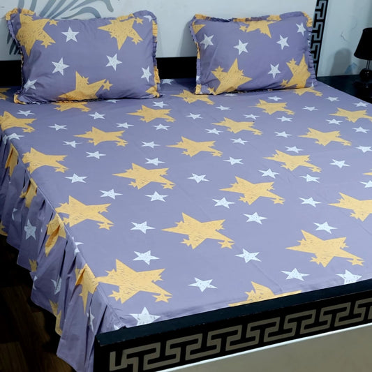 ROYAL Pure Cotton King Size FRILL BED SHEETS 041
