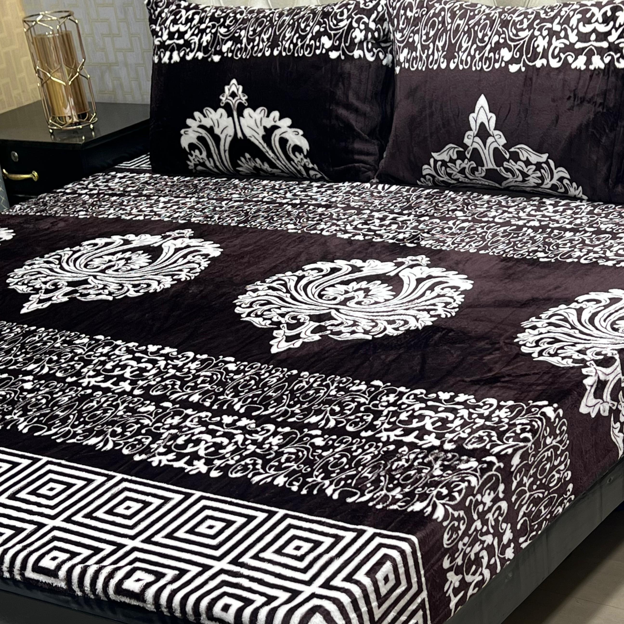 3 Pcs Elegant Fleece Bedsheets